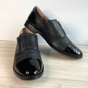VIONIC Black Leather Loafer Jayla Slip-On Oxford Flats Women 9.5 Academia Preppy
